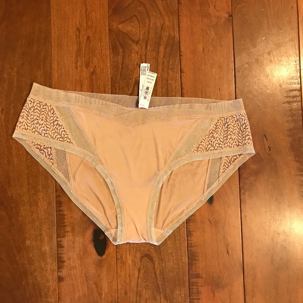 NWT VICTORIA'S SECRET BODY BY VICTORIA FLORAL LACE MESH HIPHUGGER XL PANTY